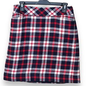 Talbots Womens Plaid Wool Career Pencil Skirt Size 6P  Red white blue